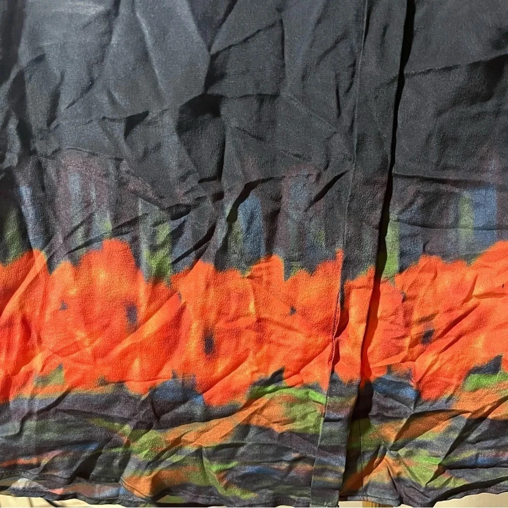 ECRU ~ Classic Cezanne Black and Floral 100% Silk Sleeveless Tank Button Down - Picture 8 of 10